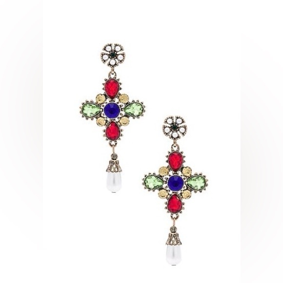 SHASHI Jewelry - SHASHI Colorful Crystal Cross Drop Earrings - Multicolor